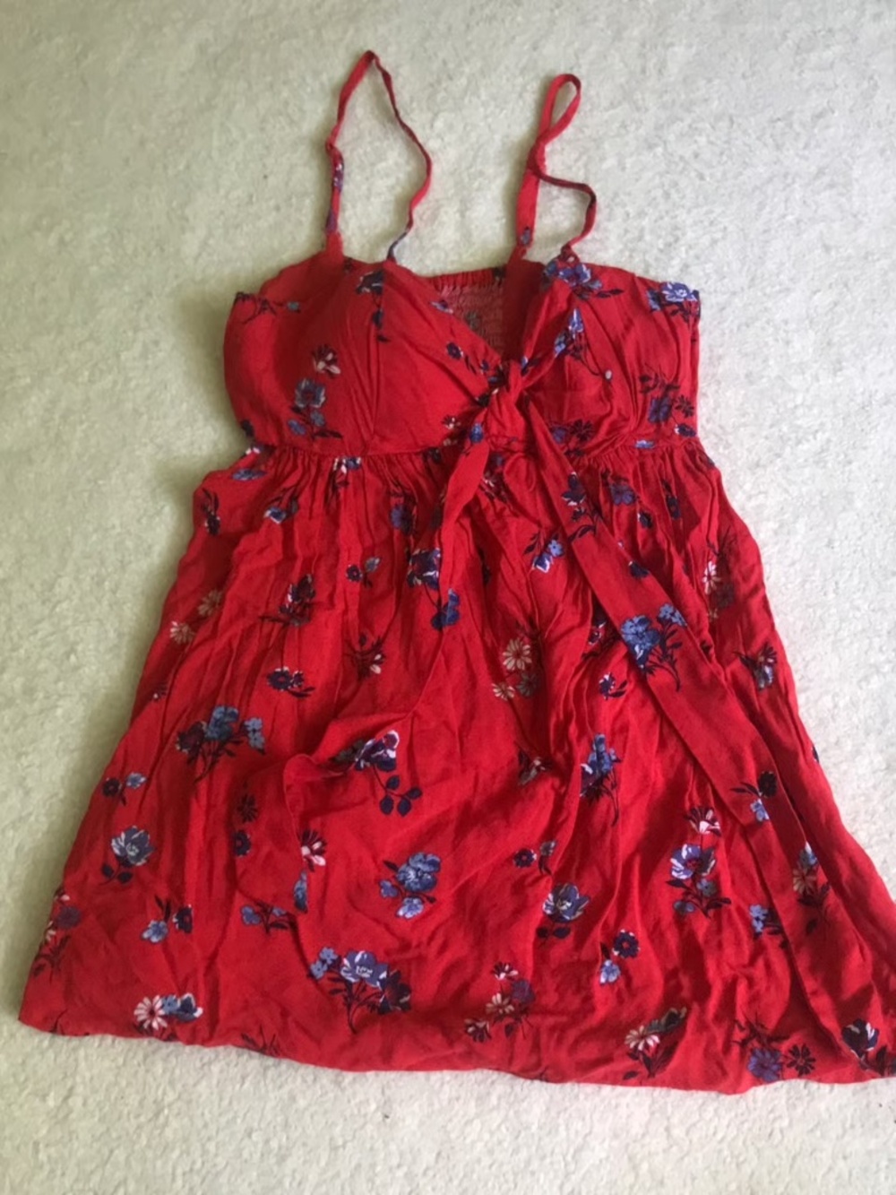 Coral Red floral camisole with bow tie y2k 00s Beach coconut girl aesthetic  - f